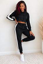Load image into Gallery viewer, Perfee Side Stripe Cropped Hoodie and Jogger Set
