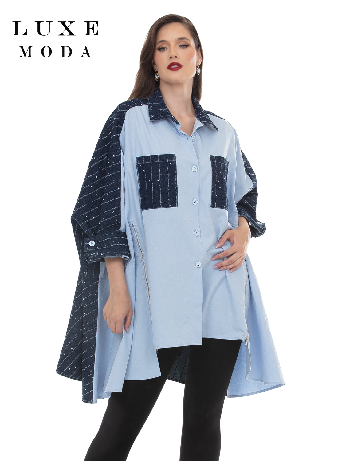 Denim Muse Statement Tunic - Luxe Moda Style LM-508