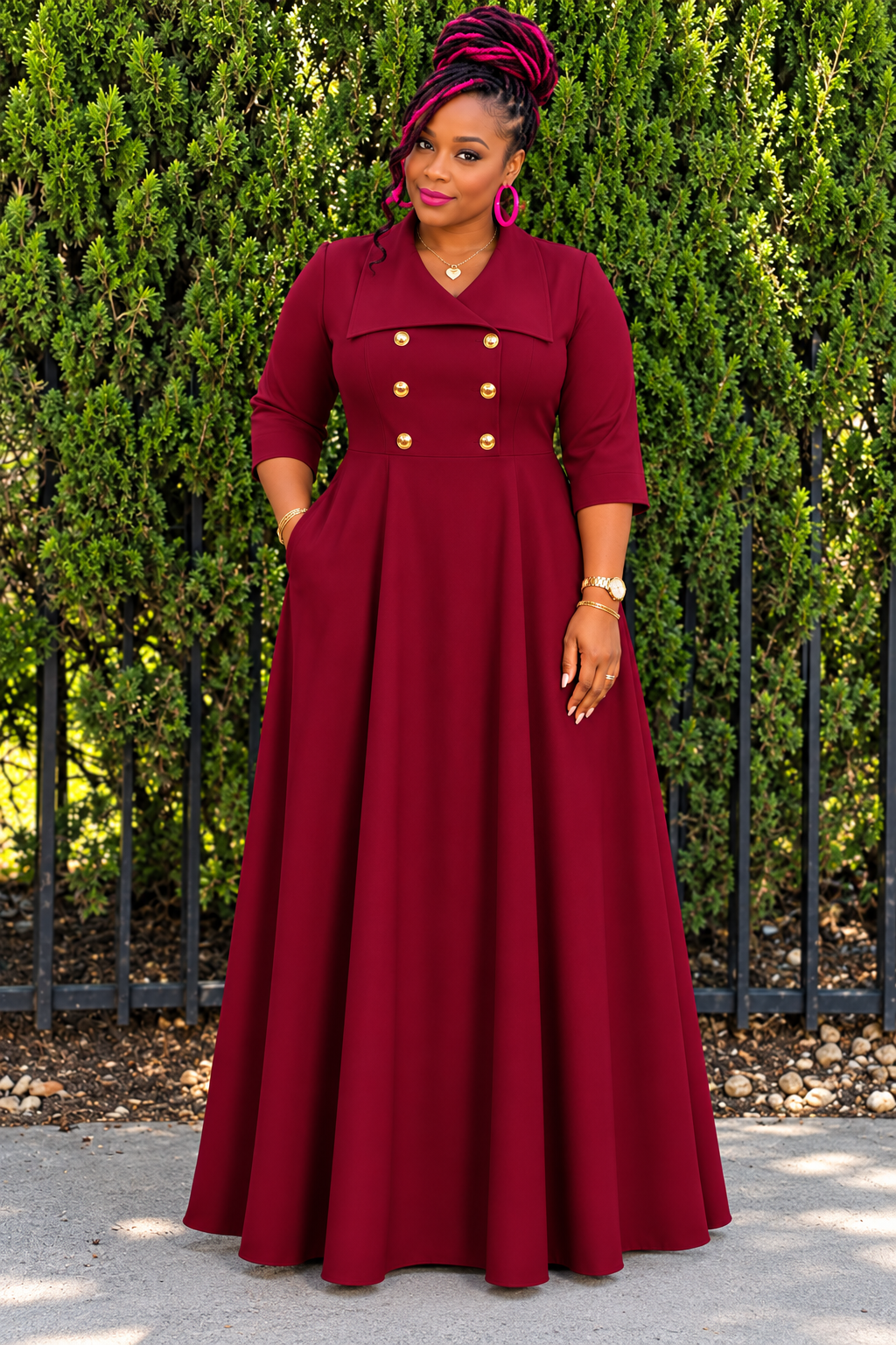 Burgundy Reign Button Maxi Dress