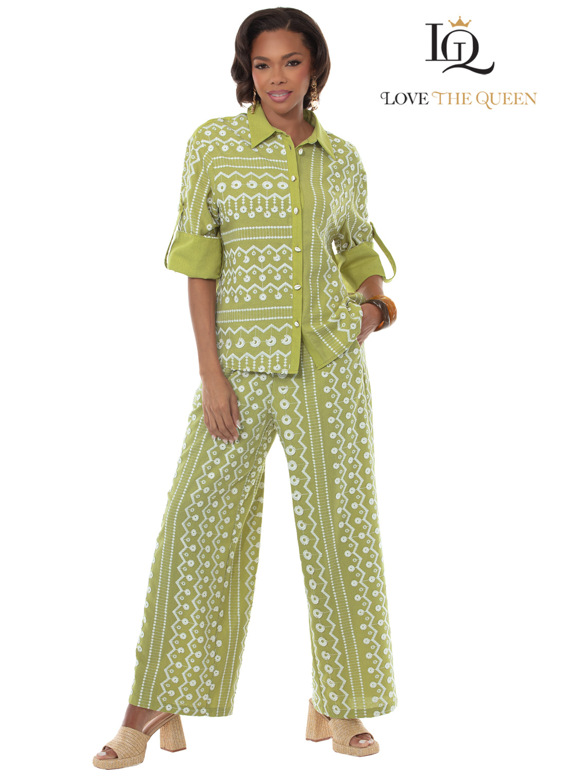 Celery Chic Jacket & Pant Set - Love the Queen Style 17656