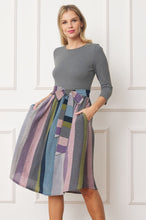 Load image into Gallery viewer, Plus Quarter Sleeve Stripe Sash Midi Dress
