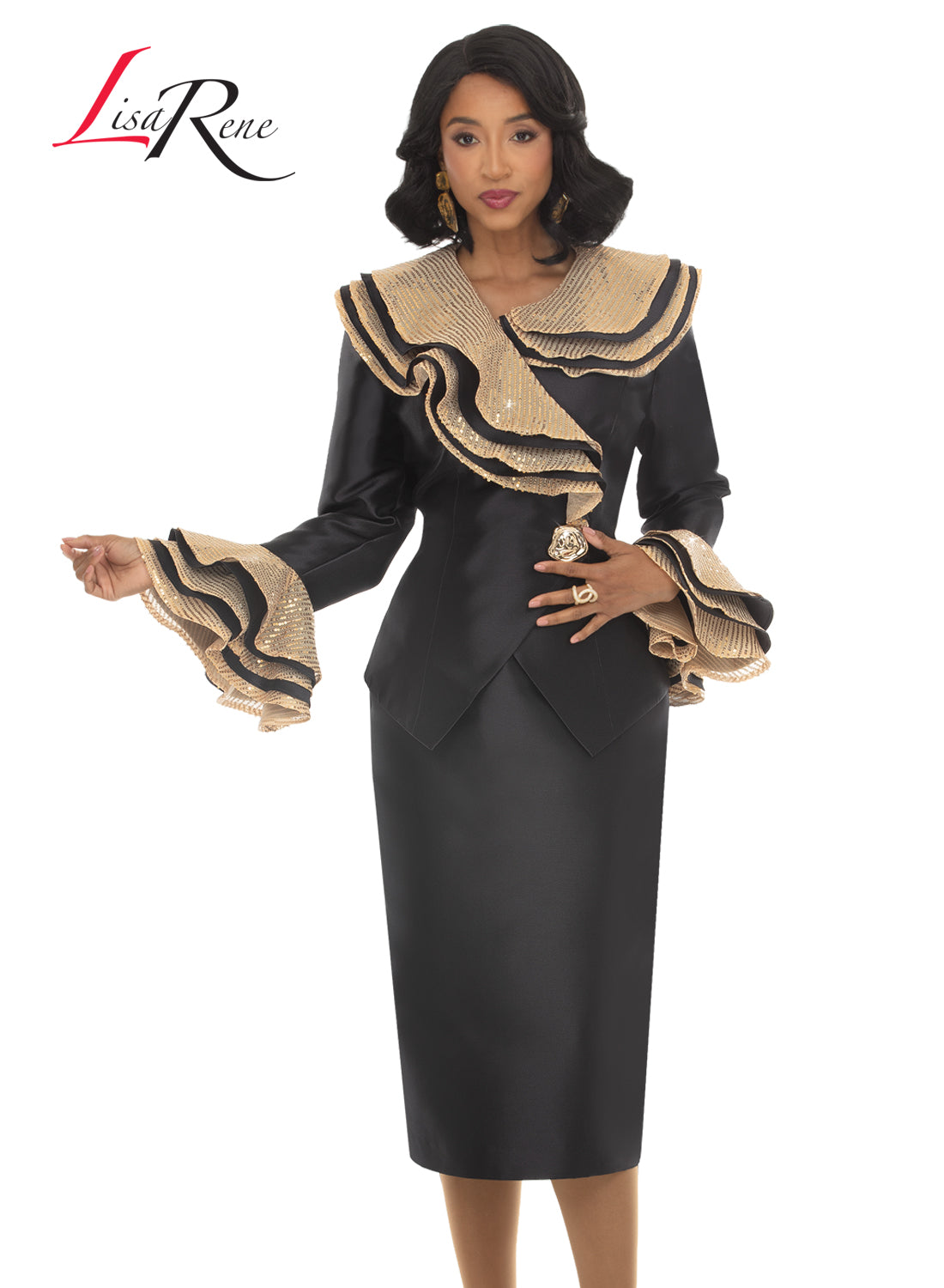 Golden Hour Sequin Jacket & Skirt Set - Lisa Rene Style 3381