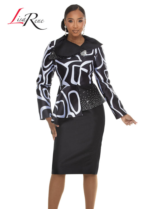 Monochrome Majesty Jacket & Skirt Set - Lisa Rene Style 3400