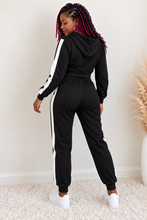 Load image into Gallery viewer, Perfee Side Stripe Cropped Hoodie and Jogger Set
