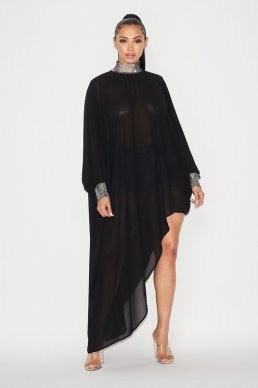 Midnight Glam Rhinestone Sheer Top | On the Way
